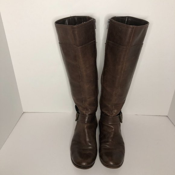 Nine West "Vashiza" Leather Riding Knee Tall MOTO Boot Quiet Luxury Country - Picture 3 of 16
